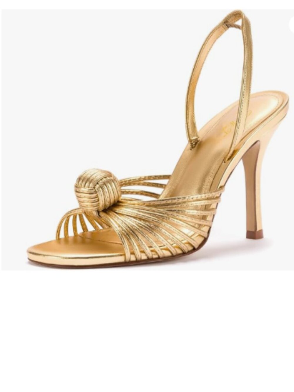 FOWT Gold Open Toe Slip on Sandals Stiletto High Heel Slingbacks Braid Shoes